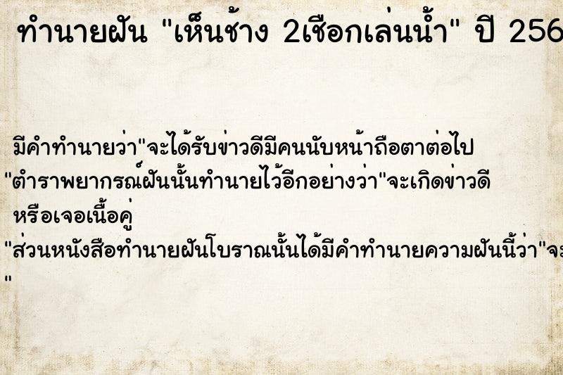 ทำนายฝัน เห็นช้าง 2เชือกเล่นน้ำ